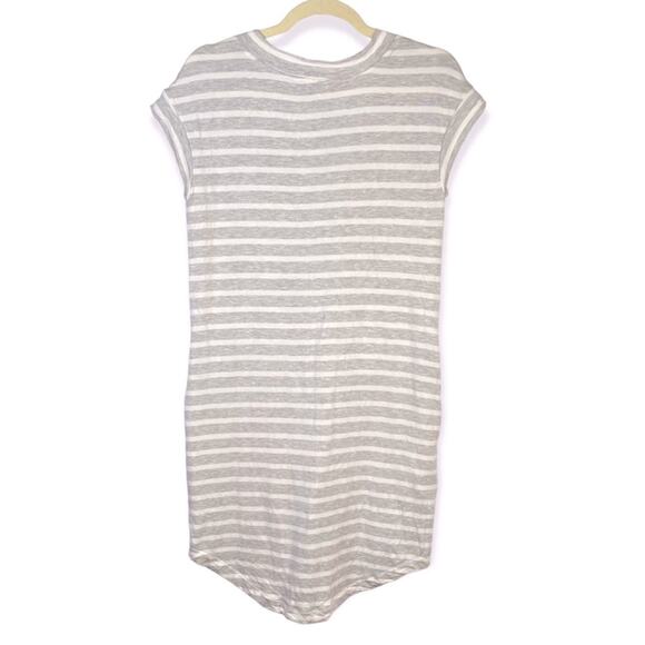 Athleta Casual Knit Mini Dress Short Sleeves V-Neck Stripes Gray White XS - Picture 8 of 14